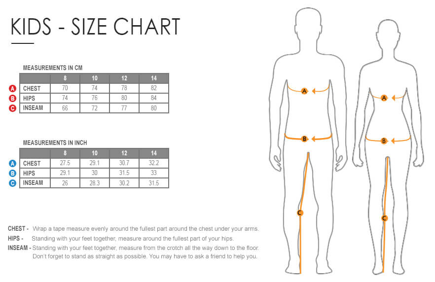 Kids' Clothing Size Chart.