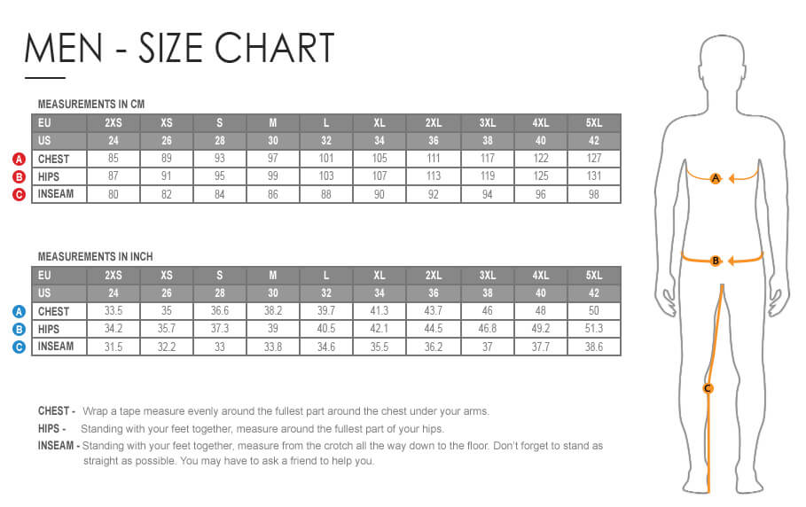 Cycling Jersey Size Chart